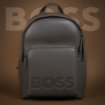HUGO BOSS- LEATHER BACKPACK -GREY